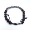 men brown beads sterling silver lotus flowers bracelet