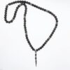 men gray beads sterling silver spacers and dagger pendant necklace