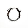 men brown beads sterling silver lotus flowers bracelet