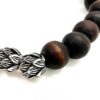 men brown beads sterling silver lotus flowers bracelet
