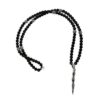 men black beads sterling silver spacers and dagger pendant necklace