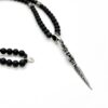 men black beads sterling silver spacers and dagger pendant necklace