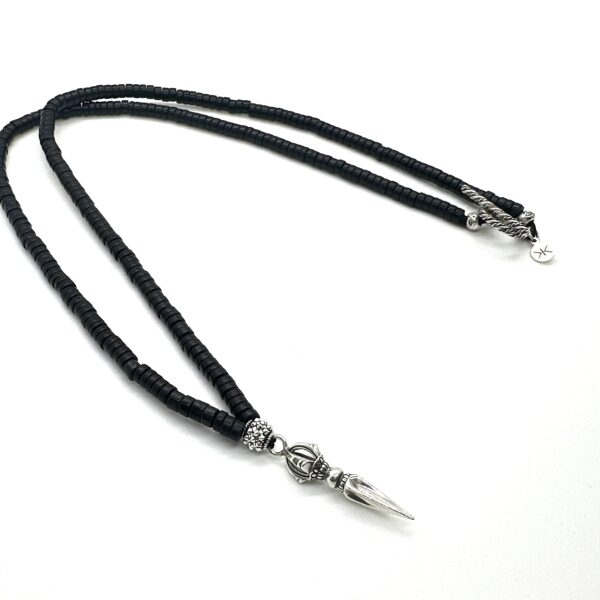 men sterling silver pendant and toggle clasp beaded necklace