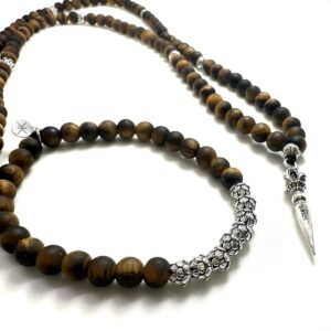 tiger eye sterling silver necklace bracelet set